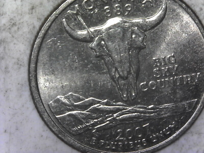 2007-P Montana quarter partial tilted collar error showing stepped rim effect